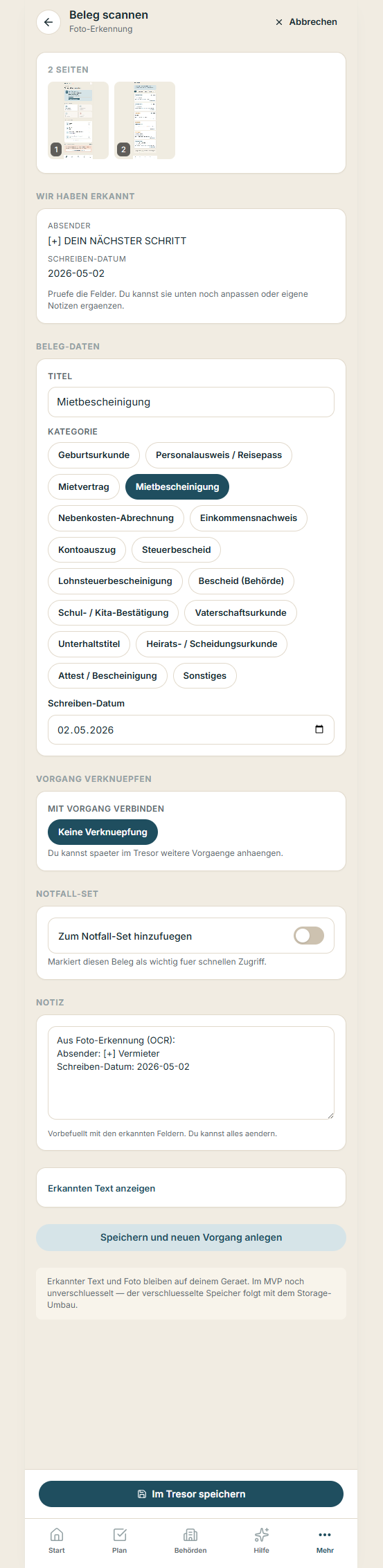 Beleg scannen