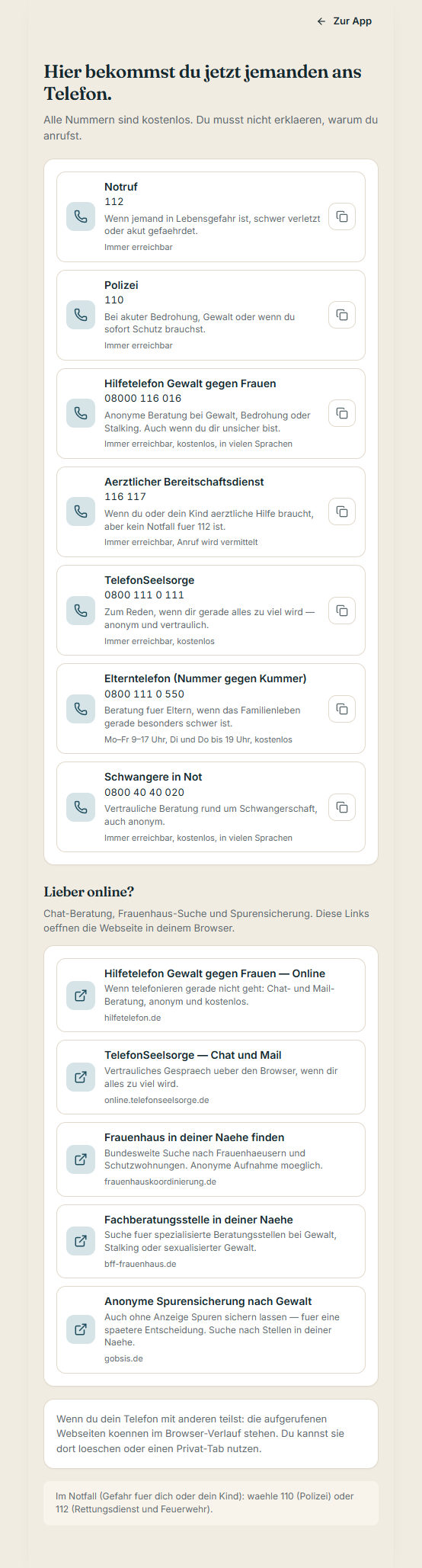 Hilfenummern