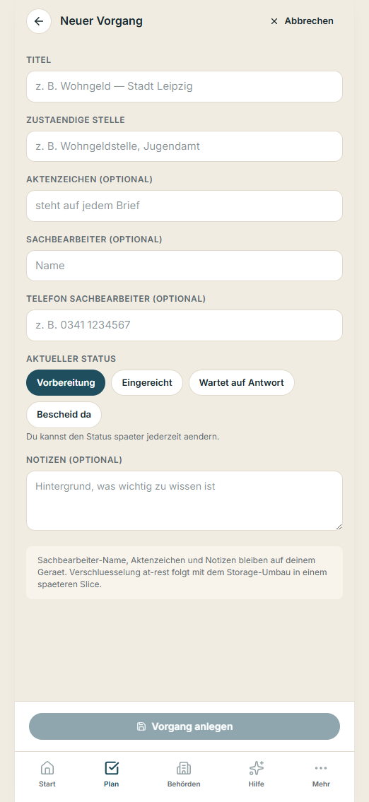 Vorgang erstellen