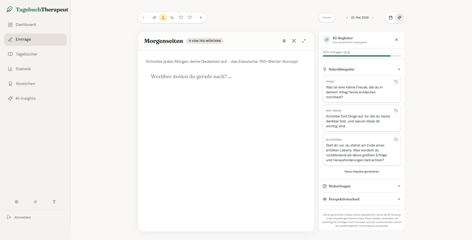 Tagebuchtherapeut - Einträge